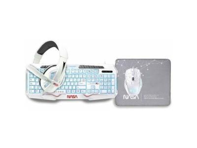 Nasa Nasa-andromeda4in1-w Gaming Kit Keyboard Mouse Earphones Clair
