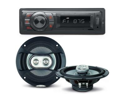 Pack sono voiture Auto Radio NewOne AR270 80 Watts  + 2 haut parleurs 16,5cm 120W