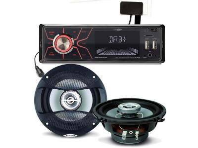 Pack sono voiture Autoradio RMD060DAB-BT 4X75W + 2 hauts parleurs 13cm 100W