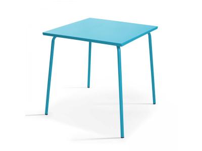 Table de jardin - 70 x 70 x 72 cm - Acier - Palavas - Bleu