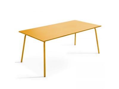 Palavas - Table de jardin rectangulaire en m&eacute;tal jaune - Jaune