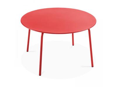 Palavas - Table de jardin ronde en acier rouge 120 x 72 cm - Rouge
