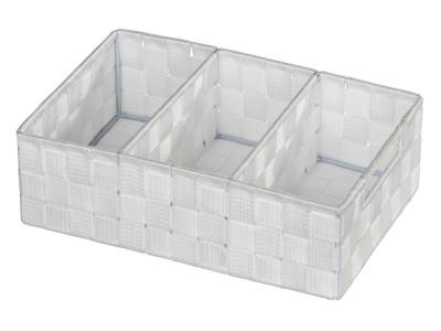 Panier de rangement Wenko Adria avec poign&eacute;e 3 compartiments blanc
