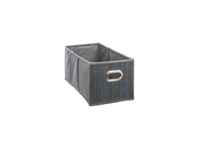 Panier de rangement en bambou Gris et tissu 15 x 31 x 15 cm
