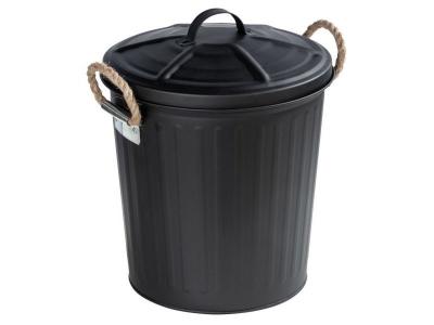 Poubelle de salle de bain design r&eacute;tro Gara - 6 L - Noir