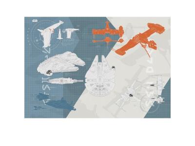 Komar Photo Murale, 368cm x 254cm, Star Wars Technical Plan