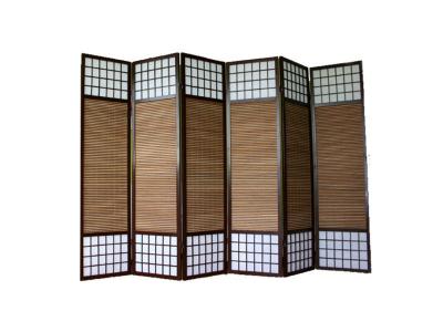 Paravent japonais en bois avec bambou de 6 Panneaux -PEGANE-