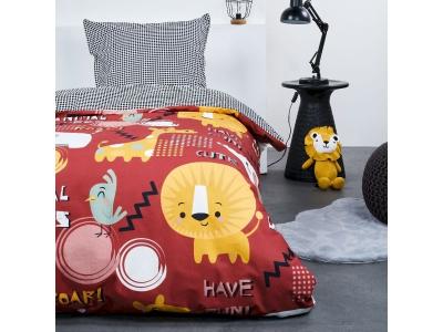 Parure de lit enfant imprim&eacute; en coton rouge 140x200cm