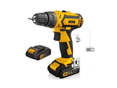 Perceuse sans fil 14,4 V 2 Batteries lithium 2.0Ah Chargeur rapide LED et indicateur de charge VITO