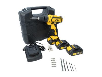 Perceuse visseuse 14.4V + 3 Batteries lithium 2,0Ah + Chargeur rapide VITO