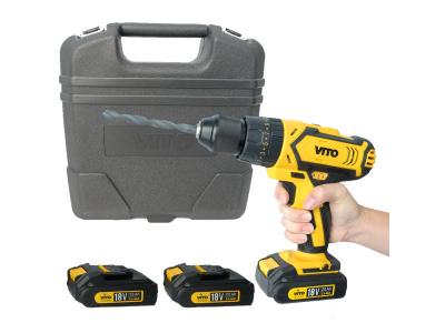 Perceuse Visseuse 18V + 3 Batteries Lithium 2.0 Ah Mallette 18 accessoires VITO