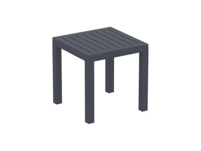 Petite table de jardin en plastique gris fonc&eacute; r&eacute;sistante aux intemp&eacute;ries 45x45x45 cm MDJ10202