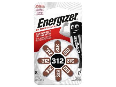 Energizer Piles Auditives, Taille 312, EZ Turn & Lock, Lot de 8