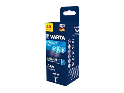 VARTA Pack de 40 piles alcalines Longlife Power AAA (LR03) 1,5V 