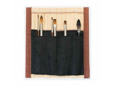 Assortiment de 6 pinceaux aquarelle de voyage - Pincelier en bambou