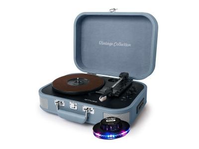 Platine vinyle - muse mt-201btg st&eacute;r&eacute;o grise 33-45-78 trs - lumi&egrave;re ovni