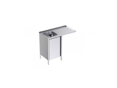Distform Plonge 1 Bac avec Portes et Passage pour Lave-Vaisselle &agrave; Gauche - L 1000 x P 500 mm