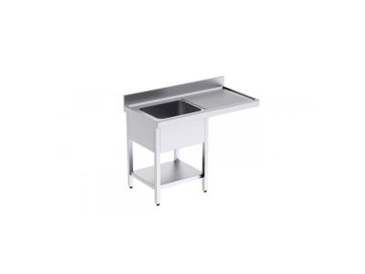 Distform Plonge 1 Bac avec Etag&egrave;re et Passage pour Lave-Vaisselle &agrave; Droite - L 1200 x P 600 mm