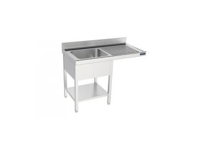 Distform Plonge 1 Bac avec Etag&egrave;re et Passage pour Lave-Vaisselle &agrave; Droite - L 1400 x P 550 mm