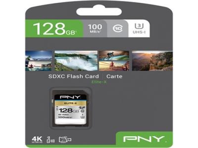 Pny micro sd elite-x hc 128gb sdhc class 10 uhs-i u3 100 mb/s noir