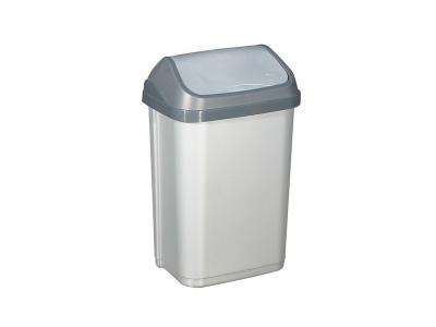 Poubelle couvercle basculant 25 l gris aluminium et plastique ps25