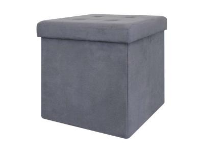 The Home Deco Factory - Pouf coffre de rangement capitonn&eacute; gris