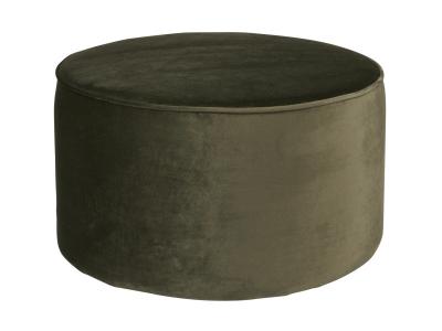 Woood Sara - Pouf rond velours S - Couleur - Vert kaki