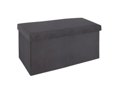 Pouf pliable Tess en velours - Gris fonce - L 76 x P 38 x H 38 cm