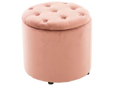 Pouf repose-pieds Pantin en velours avec espace de rangement , Rose