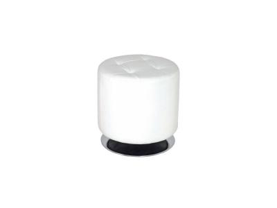 Pouf Rond 40 Cm Blanc Et Chrome