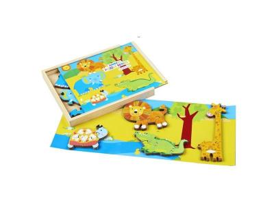 Imagin - Puzzle &eacute;veil en bois La Savane - 18 pi&egrave;ces - La Savane 