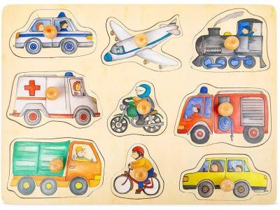 Small Foot forme puzzle V&eacute;hicules bois junior 9 pi&egrave;ces