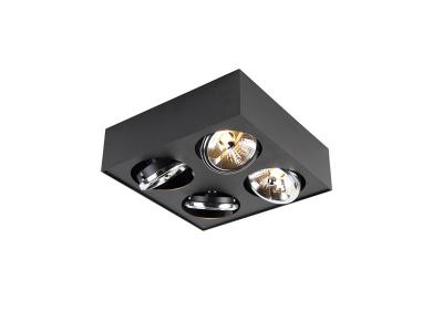 Spot design carr&eacute; noir 4 lumi&egrave;res - Kaya