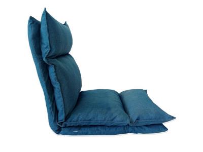 Si&egrave;ge de sol rembourr&eacute; en m&eacute;tal et polyester bleu fonc&eacute;