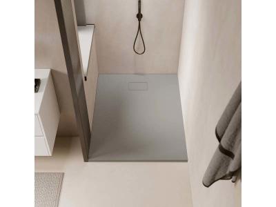 Receveur de douche 80 x 140 cm extra plat PIATTO en SoliCast&reg; surface ardois&eacute;e gris