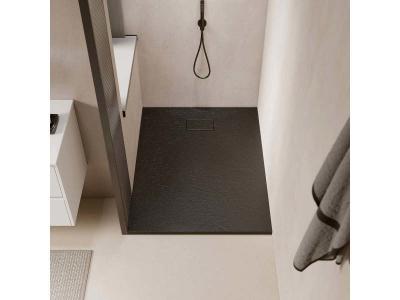 Receveur de douche 90 x 150 cm extra plat PIATTO en SoliCast&reg; surface ardois&eacute;e noir