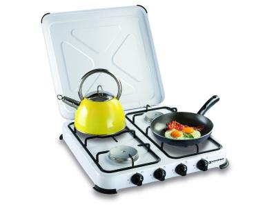 Plaque de cuisson gaz portable 4 feux - 4650 W - blanc laqu&eacute; 