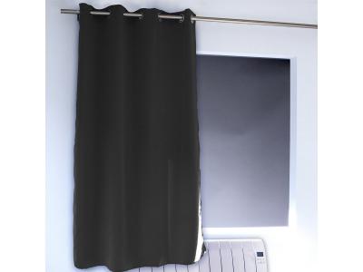 Rideau occultant uni avec 8 illets - Noir - 140 x 180 cm