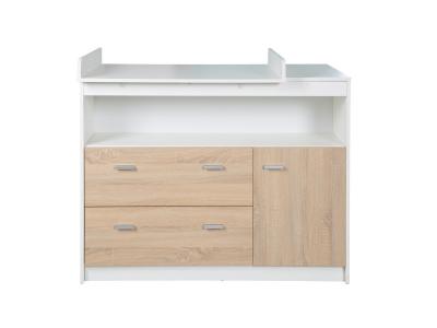 ROBA Commode &agrave; langer ""Gabriella"" - 2 tiroirs, 1 porte, 1 compartiment - Blanc et ch&ecirc;ne Sonoma