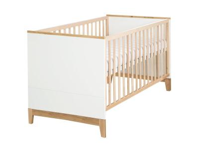 ROBA Lit B&eacute;b&eacute; &Eacute;volutif ""Finn"" R&eacute;glable en Hauteur  - 70x140 cm - Blanc-Naturel