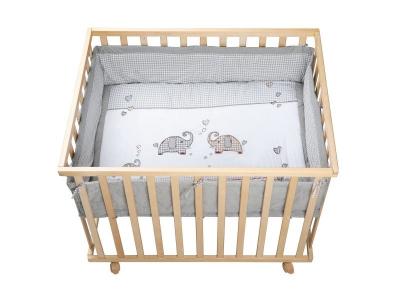 ROBA Parc B&eacute;b&eacute; 75x100 + Tapis de Parc ""Jumbotwins"" - Bois Naturel