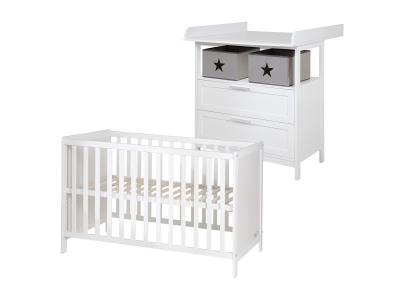ROBA Set de Chambre ""Hamburg"" - Commode &agrave; Langer + Lit B&eacute;b&eacute; 60x120- Blanc