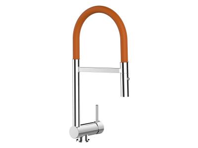VIZIO Mitigeur &eacute;vier rabattable 6cm douchette &eacute;tirable 2 jets robinet cuisine JAUNE sous fen&ecirc;tre