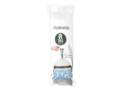 Rouleau de 10 sacs poubelles 36 l code r - - Blanc - Plastique