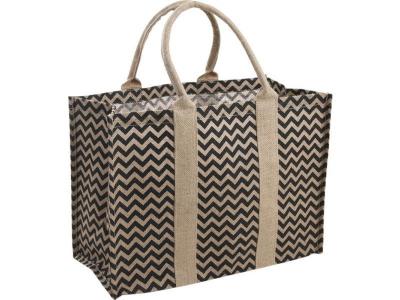 AUBRY GASPARD Cabas en toile de jute renforc&eacute;e - motif Z&eacute;br&eacute;