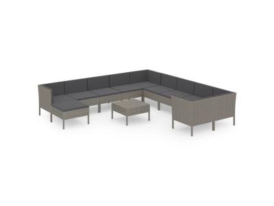 Salon de jardin modulable resine tressee gris 7 pieces 11 personnes