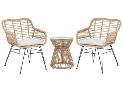 Salon de jardin en rotin clair 2 places trestina 232430