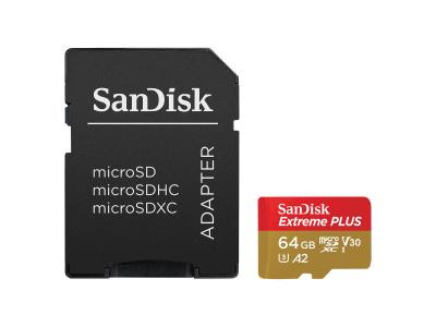Carte m&eacute;moire micro SD Sandisk Extreme PLUS microSDXC 64GB 200MB/s