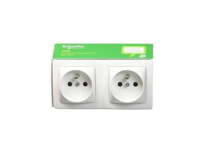 Double prise de courant 2 poles+terre Schneider electric Alrea