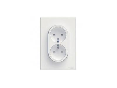 Double prise avec terre verticale Odace, SCHNEIDER ELECTRIC, blanc